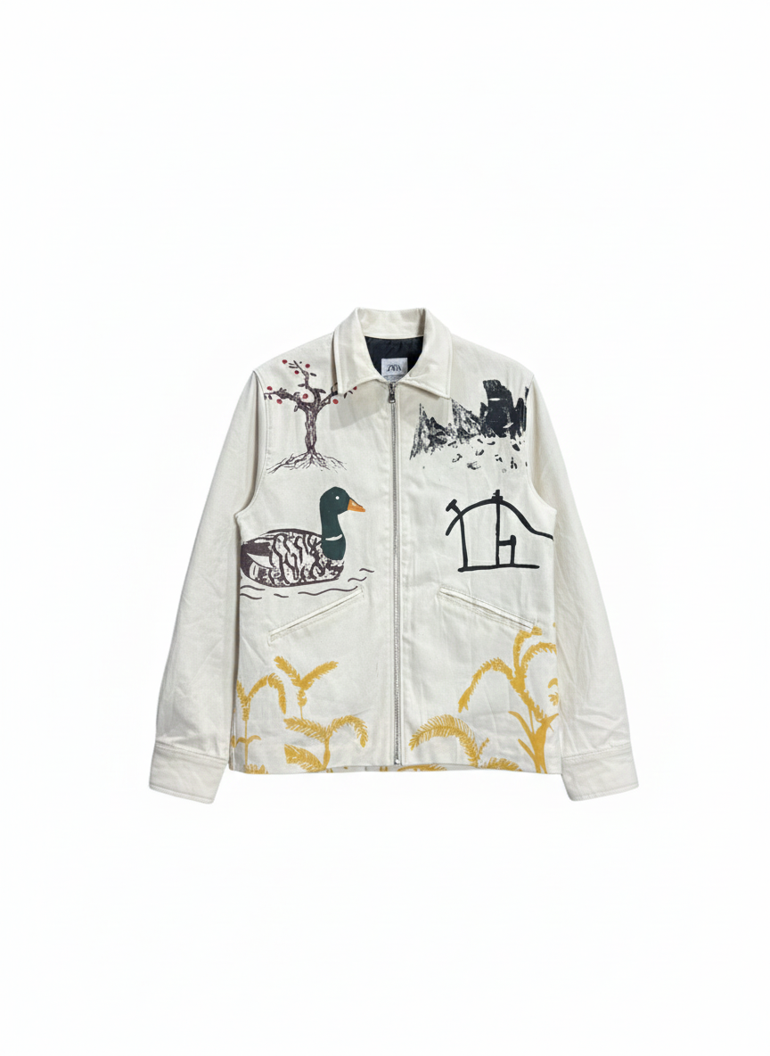 Printed Jacket with Illustrations
