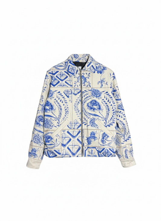 Printed Jacket with Blue Motif