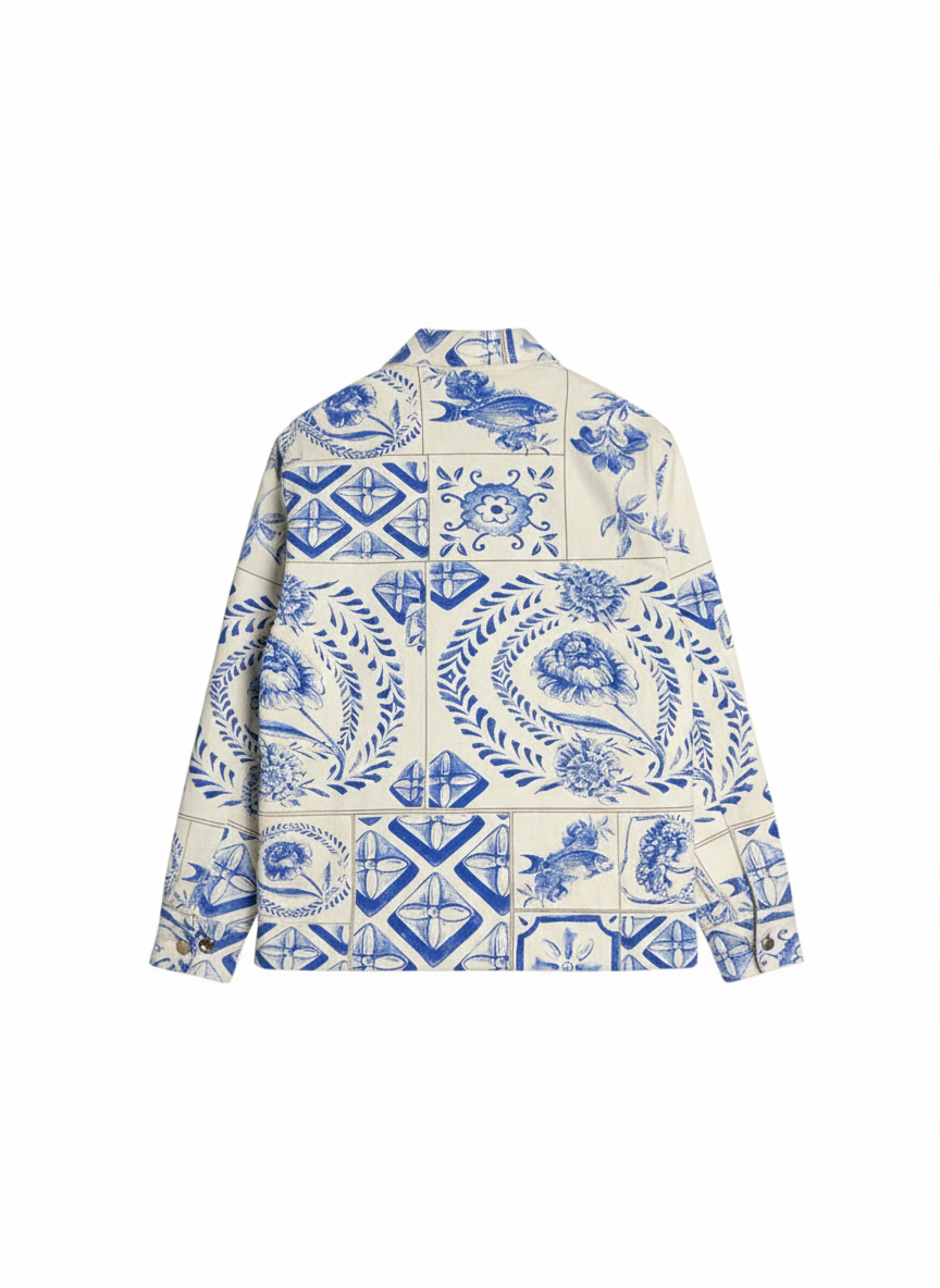 Printed Jacket with Blue Motif