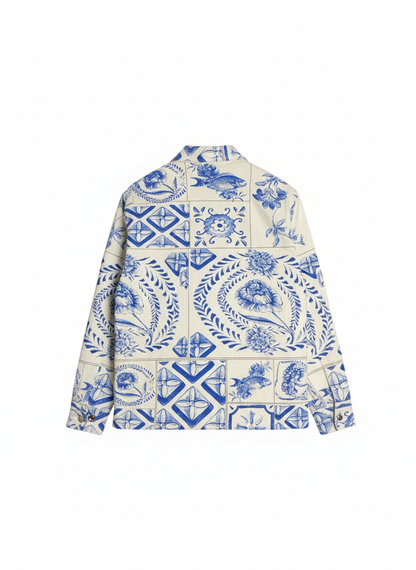 Printed Jacket with Blue Motif